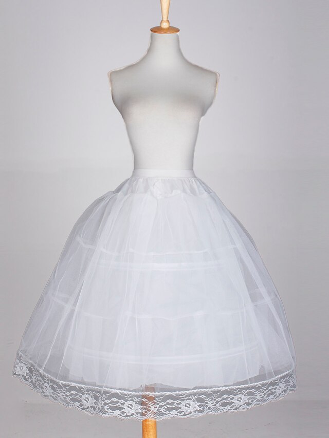  Wedding / Special Occasion / Party / Evening Slips Taffeta / Tulle / Cotton Glossy / Ball Gown Slip with White Bow / Lace-trimmed bottom
