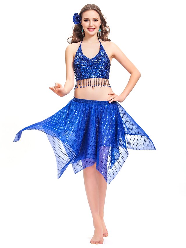  Wonmen Dancewear Chiffon With Sequins Belly Outfit More Colors Available
