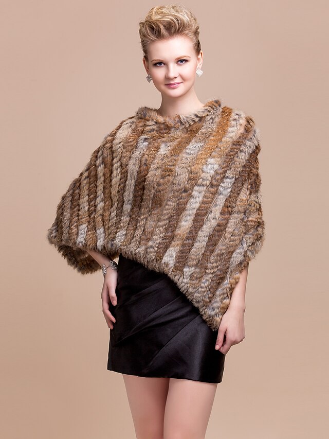  Office & Career / Casual Feather/Fur Ponchos Sleeveless