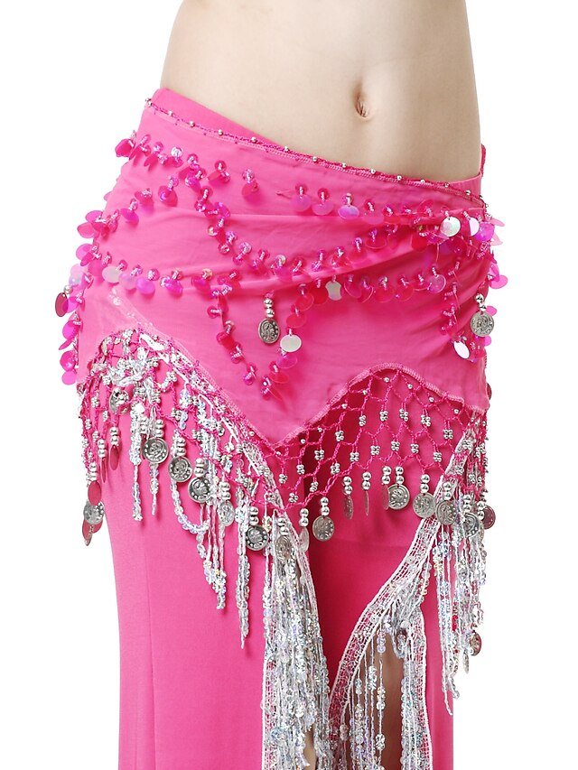  Performance Dancewear Chiffon with Coins Belly Dance Belt For Ladies
