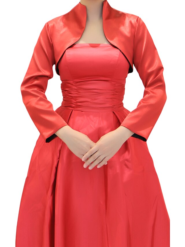  Long Sleeve Coats / Jackets Stretch Satin Wedding / Party Evening Wedding  Wraps With