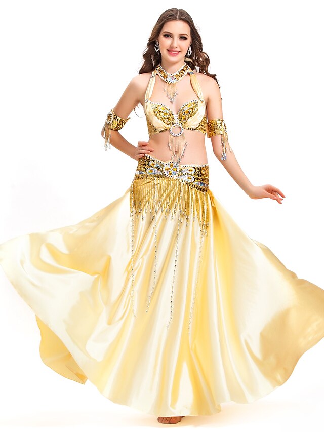  Dancewear Satin Belly Dance Performance Skirt For Ladies More Colors
