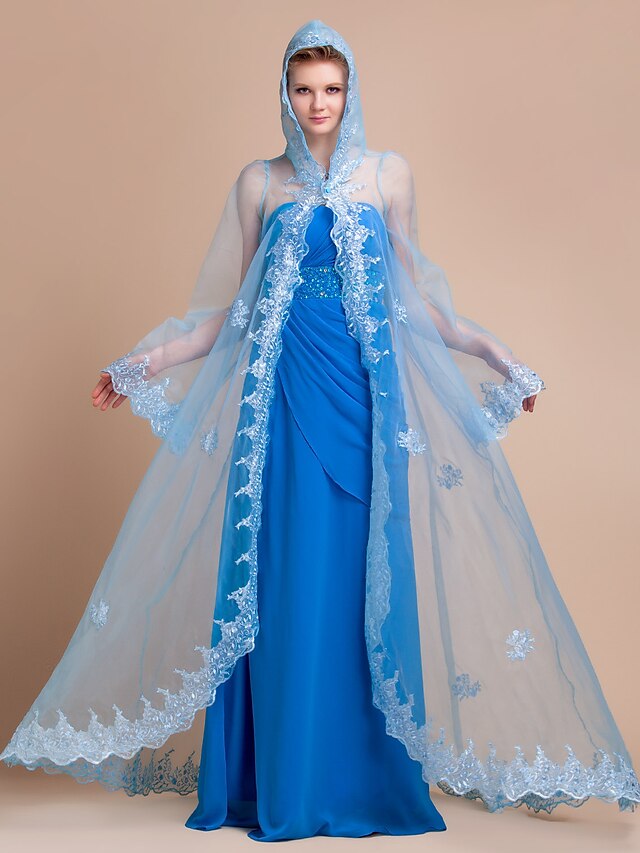  Long Sleeve Capes Organza Wedding / Party Evening Wedding  Wraps / Hoods & Ponchos With Embroidery