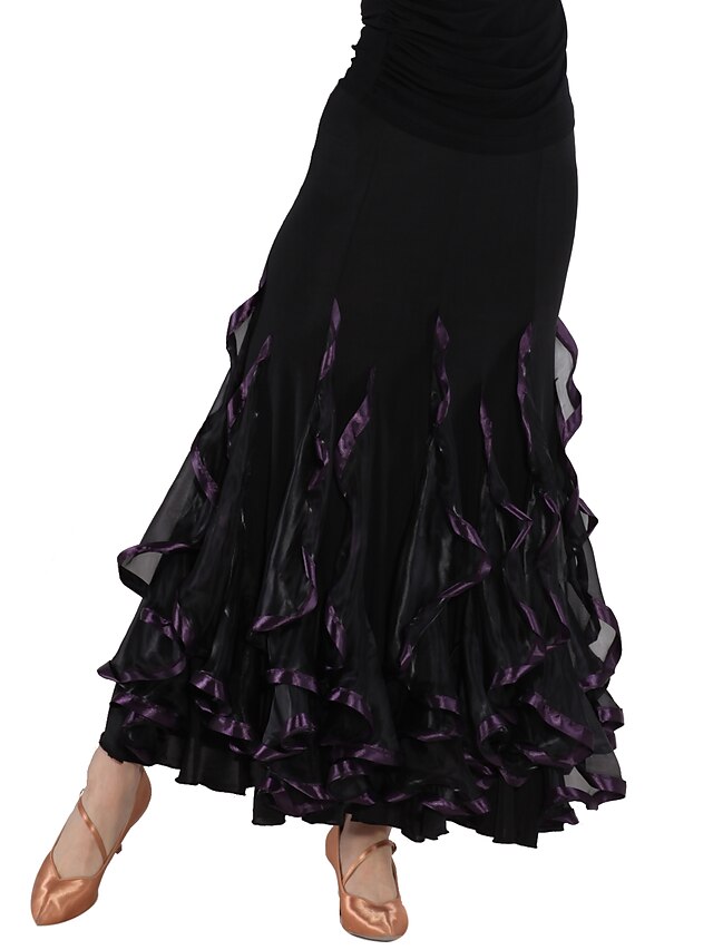  Latin Dance Skirt Women's Tulle / Viscose Embroidery