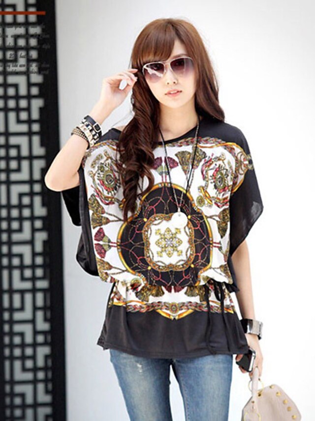  Print T-shirt Simple Street chic Casual / Daily Screen Color