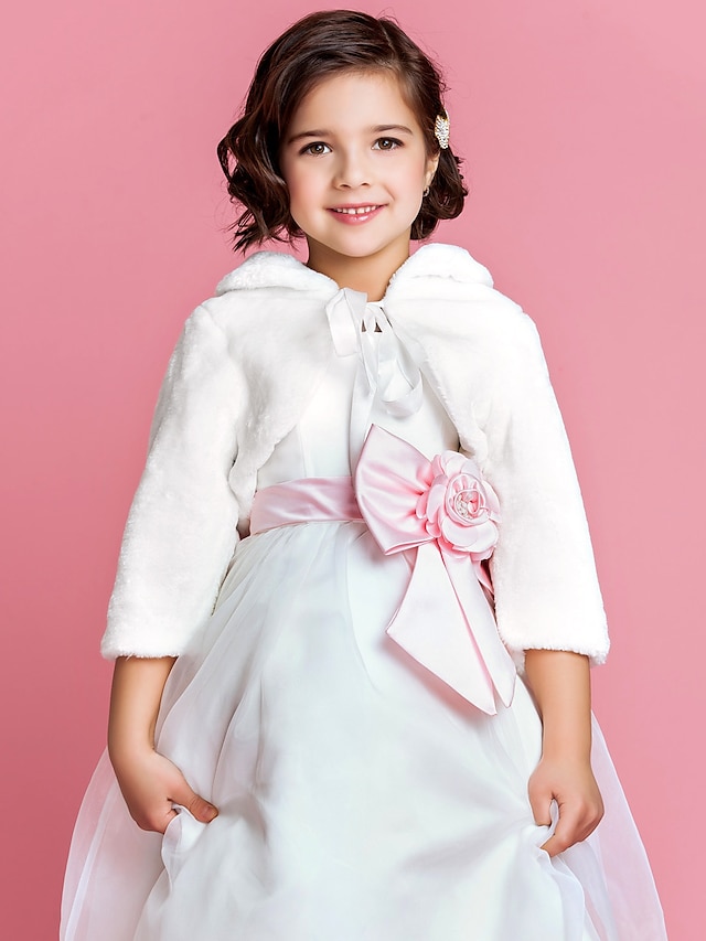New Princess Wedding Flower Girl Bolero Long Sleeve Shrug Jacket Kids Clothes