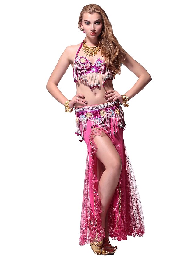  Performance Dancewear Crystal Cotton Belly Dance Outfit For Ladies