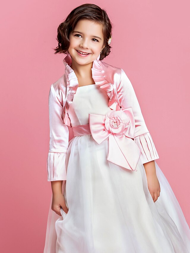  Long Sleeve Shrugs Satin Wedding / Party Evening Kids' Wraps With Ruched