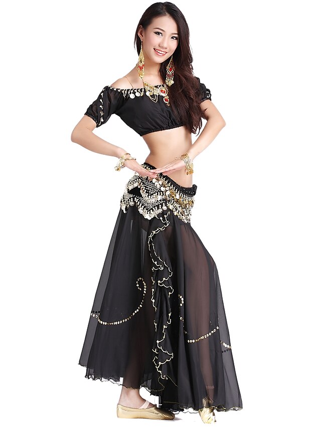 Dancewear Chiffon and Velvet Belly Dance Outfit For Ladies More Colors
