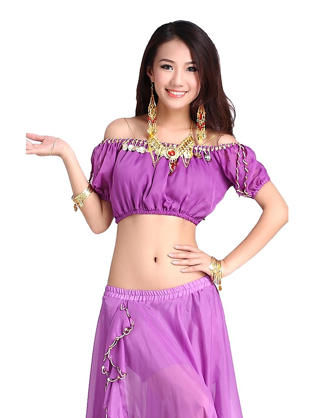  Dancewear Chiffon Belly Dance Top For Ladies More Colors