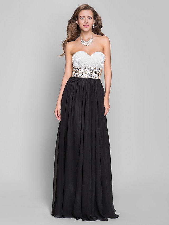  A-Line Open Back Dress Formal Evening Military Ball Floor Length Sleeveless Sweetheart Chiffon with Criss Cross Beading Draping 2023