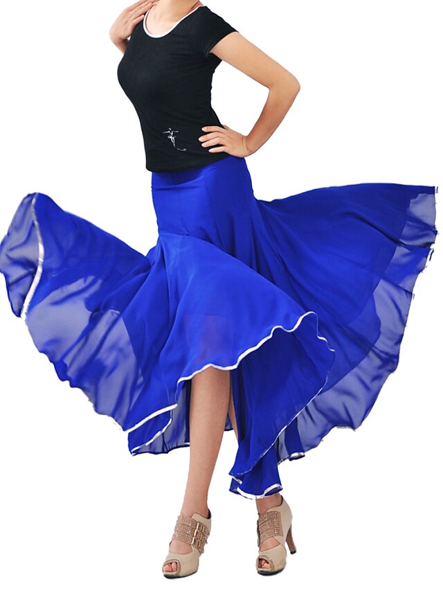  Ballroom Dance Skirt Women's Training Tulle / Knit Natural Skirt / Modern Dance