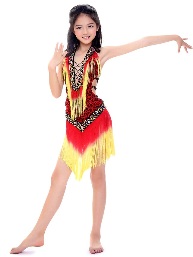  Performance Melko Dancewear elastaania tupsut ja Muotolistaksi Latin Dance asuja lapsille (More Colors)