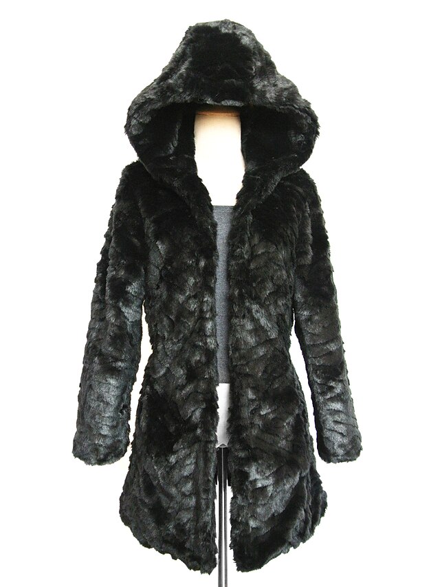  Long Sleeve Hood Faux Fur Casual/Party Coat(More Colors)