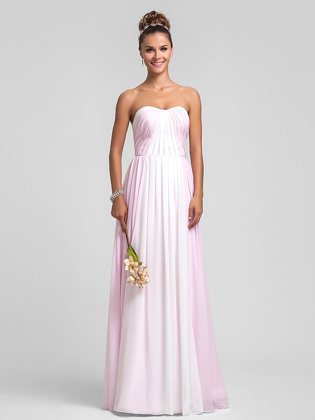  Sheath / Column Sweetheart Neckline Floor Length Chiffon Bridesmaid Dress with Ruched / Draping / Side Draping