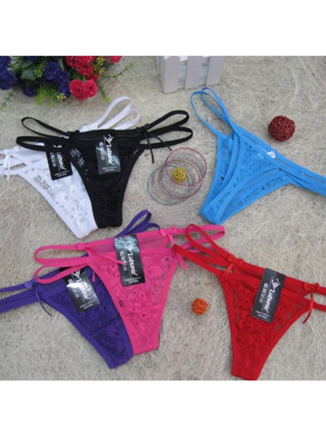  Women's Lace G-strings & Thongs Panties / Ultra Sexy Panties Solid Colored