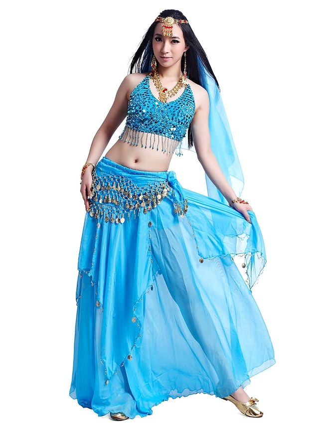  Belly Dance Coin Beading Sequin Women's Chiffon / Performance