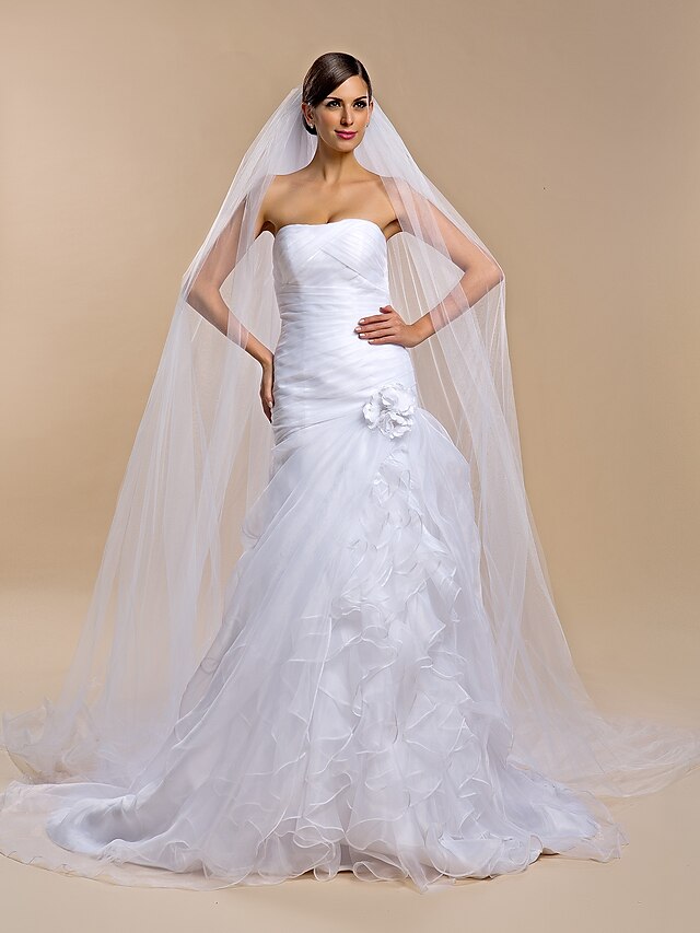 One-tier Wedding Veil Cathedral Veils with 106.3 in (270cm) Tulle