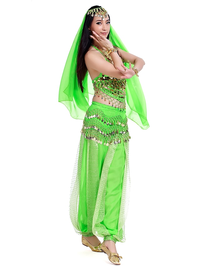 Belly Dance Top Coin Beading Sequin Womens Chiffon Performance 2023