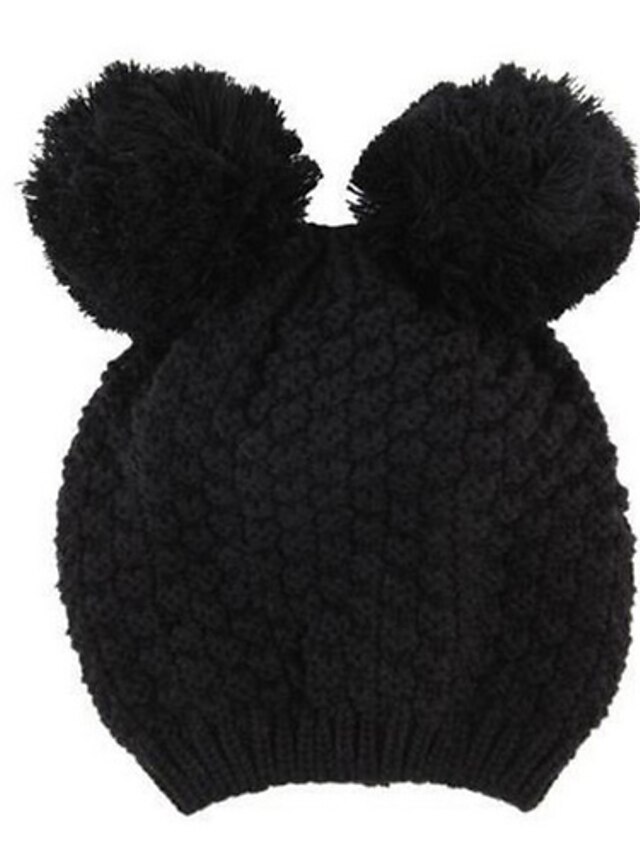  Women's Beanie / Slouchy Cute Knitwear Solid Colored Winter Black