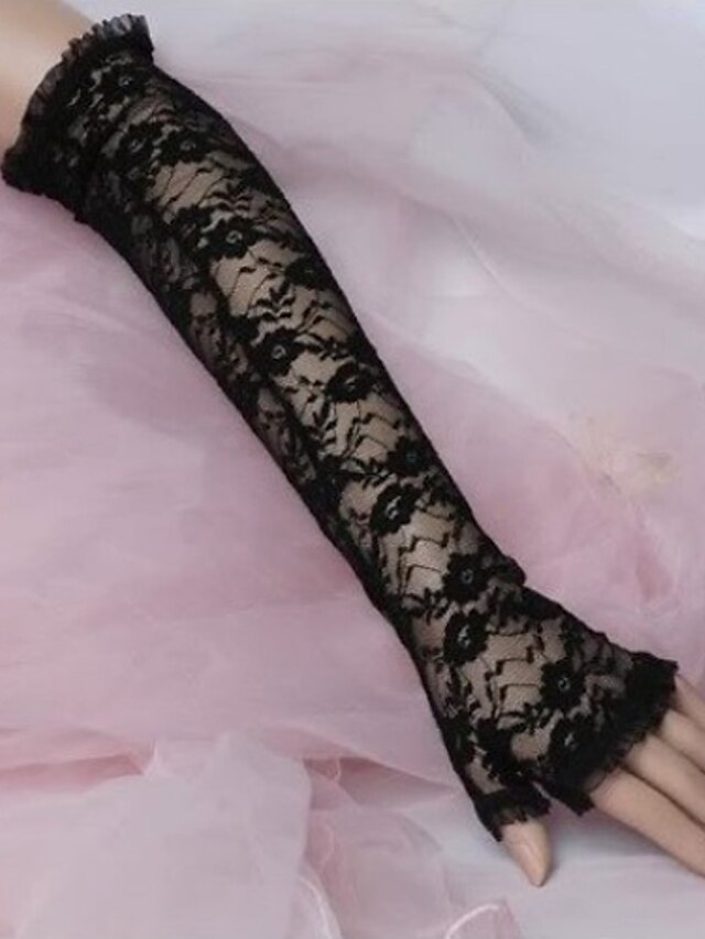  Lace / Polyester Elbow Length Glove Classical / Bridal Gloves / Party / Evening Gloves With Solid