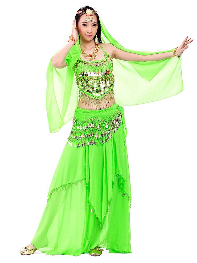  Belly Dance Top Coin Beading Sequin Women's Performance 7.87inch(20cm) Chiffon