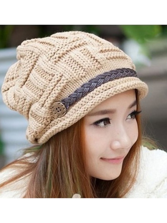  Women's Active Knitwear Beanie / Slouchy-Solid Colored Winter Pink Cream Khaki / Hat & Cap