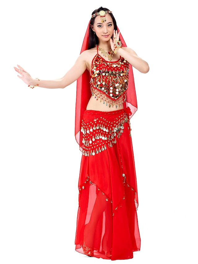  Belly Dance Top Coin Beading Sequin Women's Performance 7.87inch(20cm) Chiffon