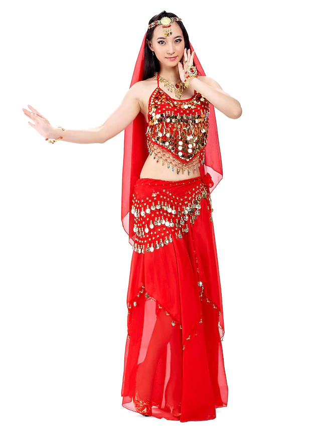 Belly Dance Top Coin Beading Sequin Women's Performance 7.87inch(20cm) Chiffon 9
