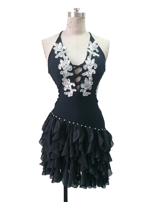  Dancewear Polyester With Applique Latin Dance Dress for Ladies