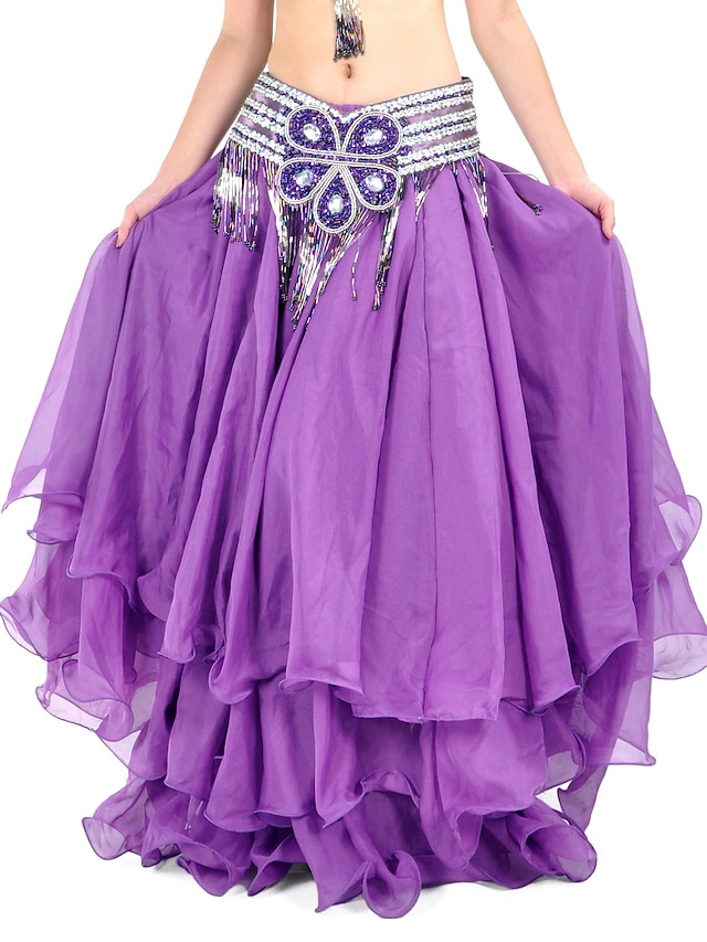 Belly Dance Skirt Draping Tier Women's Training Natural Chiffon 2024 ...