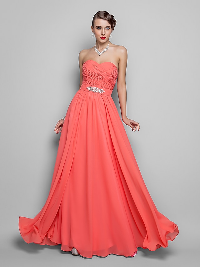  De Baile Frente Única Vestido Baile de Formatura Noite Formal Longo Sem Manga Decote Princesa Chiffon com Cruzado Miçangas Lantejoulas 2023