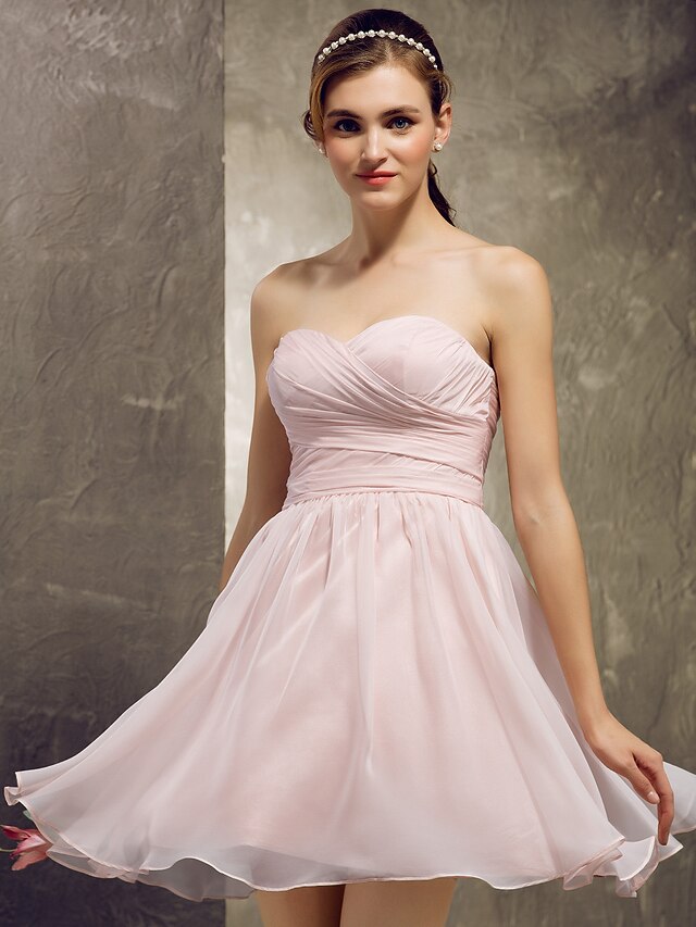 ALine Sweetheart Neckline Short / Mini Chiffon Bridesmaid Dress with — free download
