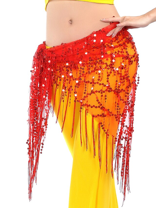  Belly Dance Hip Scarves Women's Training Chinlon Sequin / Tassel Hip Scarf