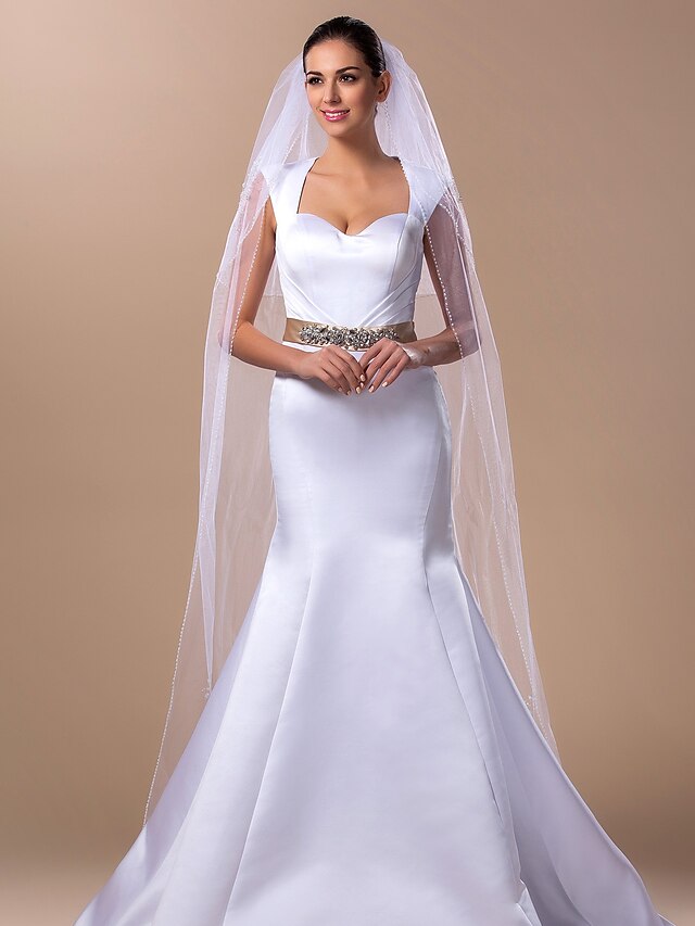  Два слоя Свадебные вуали Фата для венчания с 98,43 В (250см) Тюль Платье-трапеция, бальное платье, платье-принцесса, платье-чехол, платье-русалка