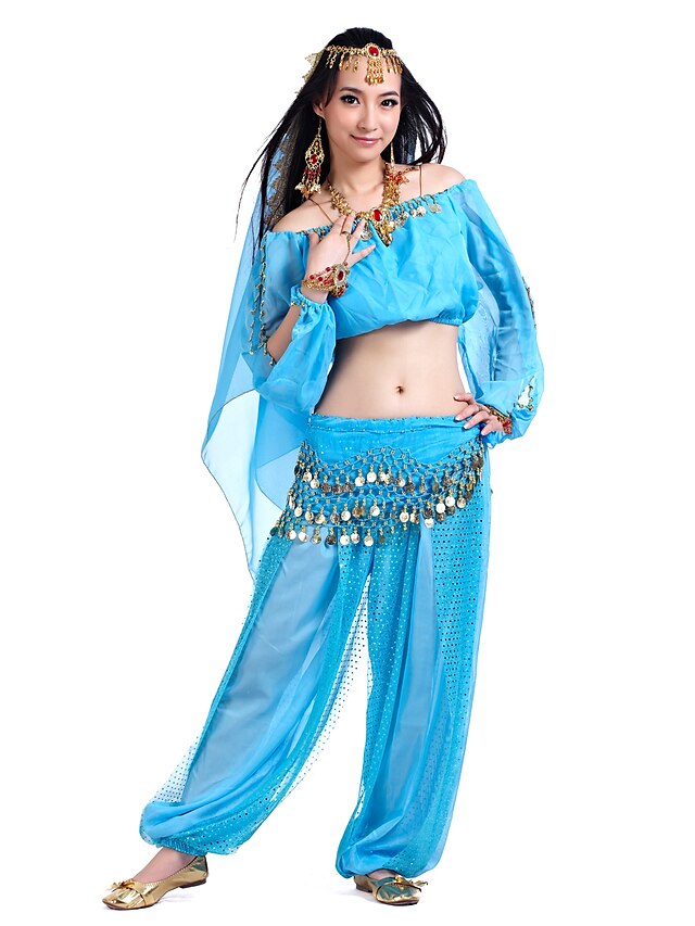 Belly Dance Top Sequin Women's Training Long Sleeve 60cm Chiffon ...