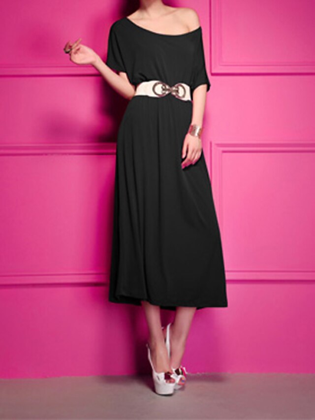  Manshuni simple elegante con el vestido de hombro (sin la correa) (Negro)