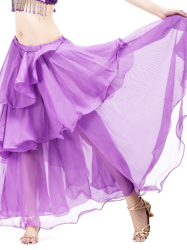 Belly Dance Skirt Ruffles Tier Women's Training Chiffon / Ballroom 2024 ...