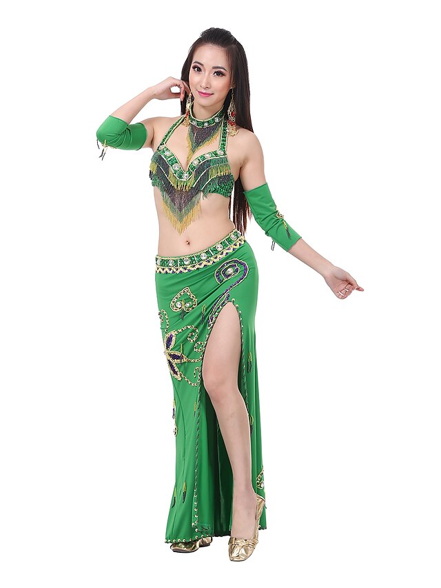  Belly Dance Outfits Women's Performance Polyester Crystals/Rhinestones Tassel(s) Sleeveless