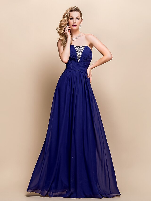  A-line Sweetheart Floor-length Chiffon Evening Dress 929973