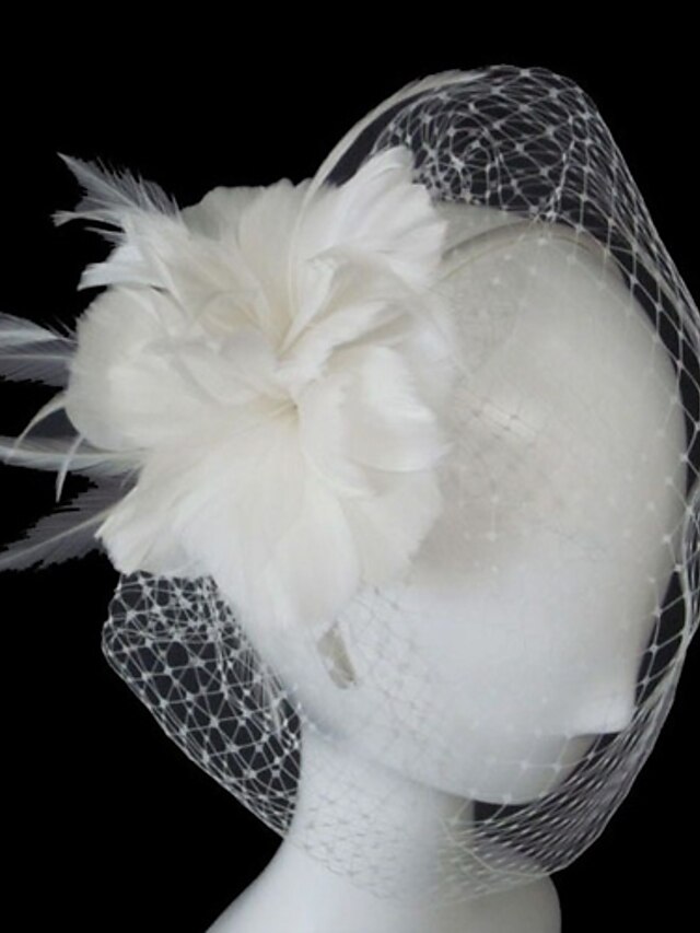  One-tier Wedding Veil Blusher Veils / Birdcage Veils with Satin Flower Tulle A-line, Ball Gown, Princess, Sheath / Column, Trumpet / Mermaid