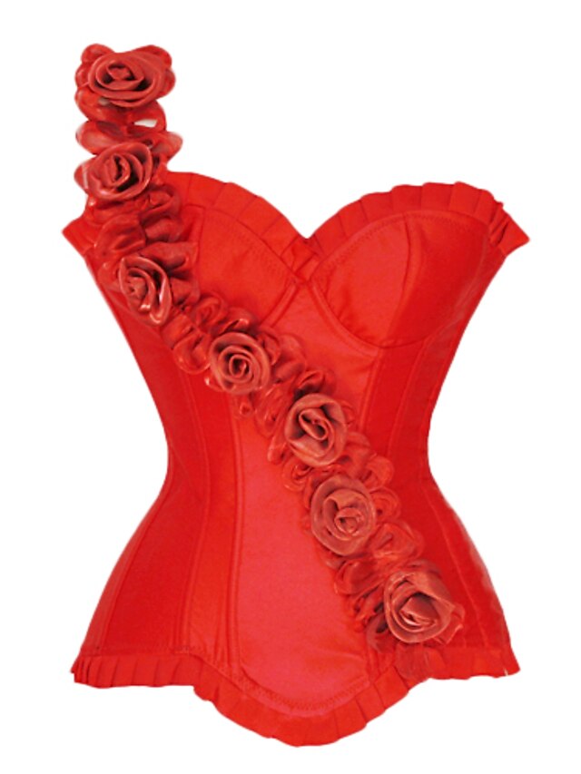  Satin Plastic Boning Corset Shapewear With Flower Strap(More Colors) Sexy Lingerie Shaper