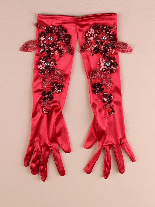  Elbow Length Fingertips Glove Satin Bridal Gloves Party/ Evening Gloves Spring Fall Winter