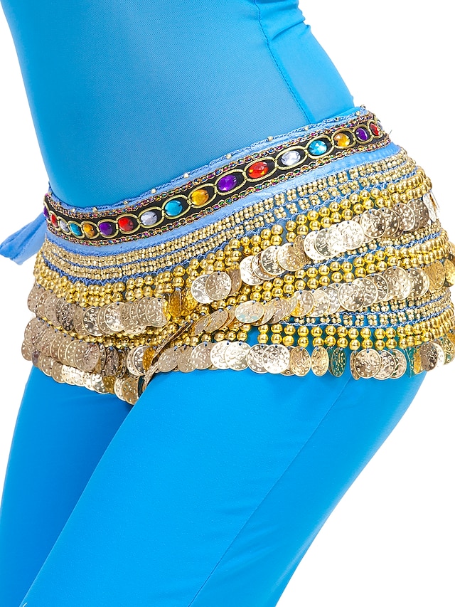  Belly Dance Hip Scarf Coin Beading Women's Training Polyester