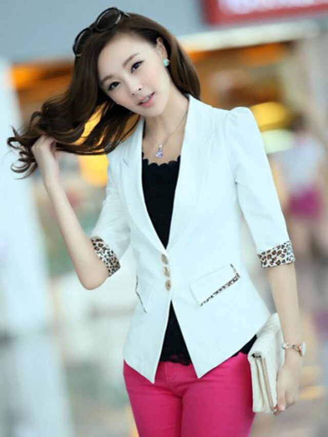  ShangBoファッションLeopardの三分袖スーツコート(ホワイト)
