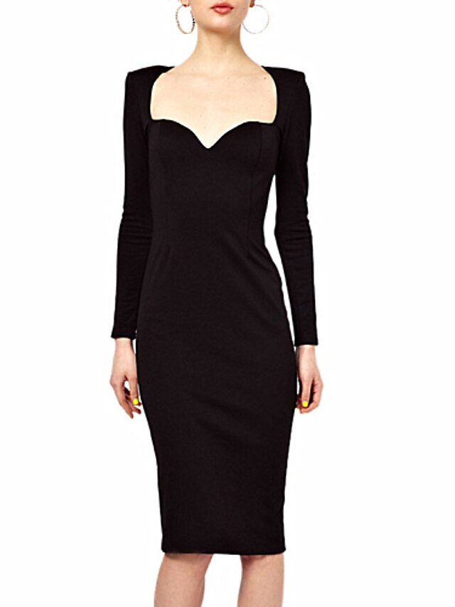  MS Fashion Black Elegant Long Sleeve Dress