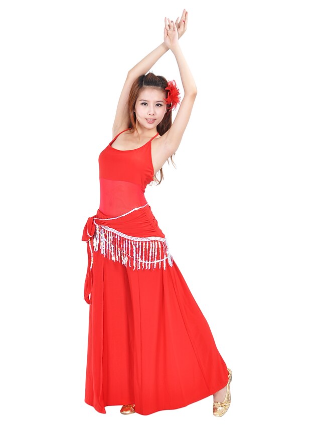 Belly Dance Outfits Women's Training Rayon Nylon Sequins Tassel(s) Sleeveless Natural