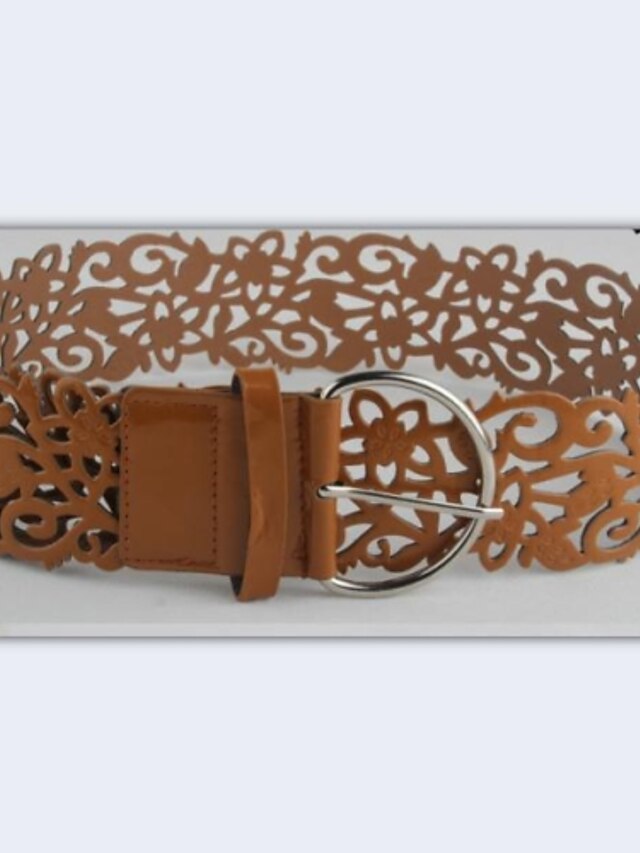  Women's Casual Leather Wide Belt - Solid