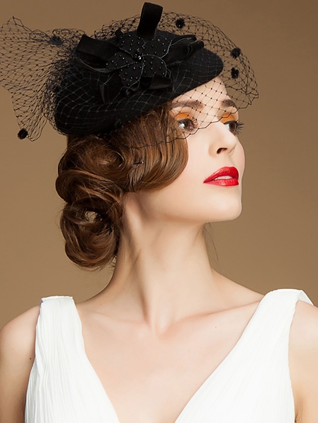 Vintage Style Elegant Wool Fascinators / Hats / Headpiece with Bowknot ...