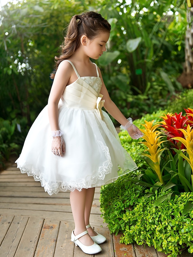  Princess Ankle Length Flower Girl Dress Wedding Party Cute Prom Dress Chiffon with Bow(s) Fit 3-16 Years